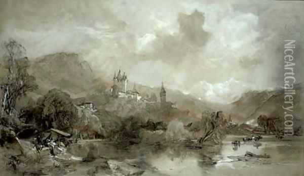 An Alpine castle Oil Painting - Henry Bright