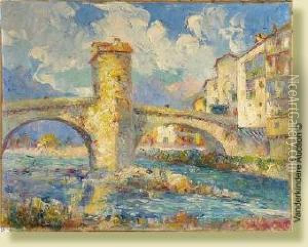 Pont Sur La Riviere En Provence Oil Painting - Francois Nicot