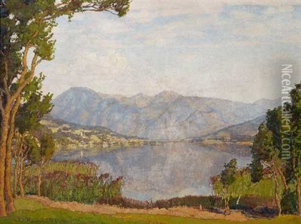 Landschaft Mit See Und Gebirgsmassiv Oil Painting - Richard Kaiser