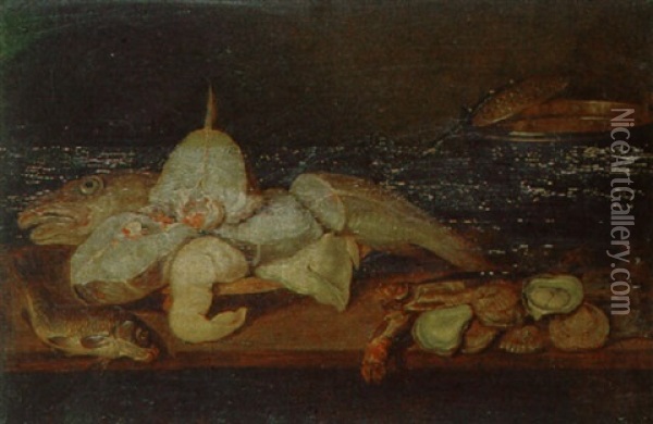 Stilleben Von Fischen Und Austern Oil Painting - Alexander Adriaenssen the Elder