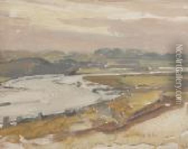 A Lowland River Oil Painting - James Paterson