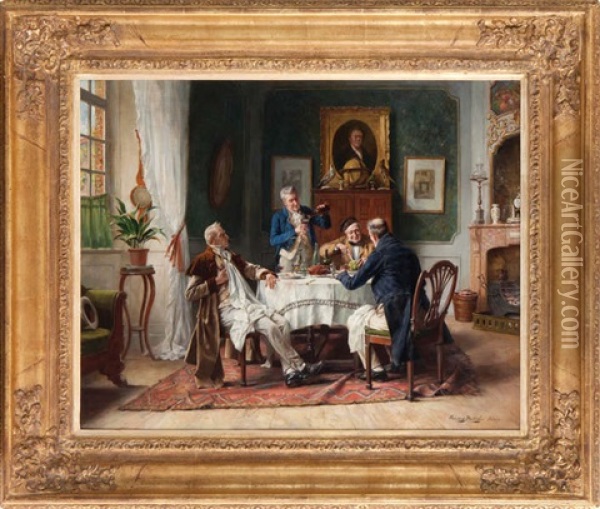 Le Diner Oil Painting - Gerard Jozef Portielje