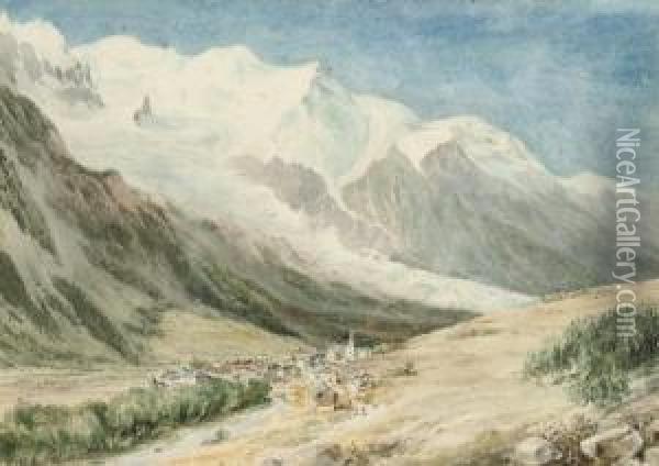 Chamonix From The Road To La Flegere Oil Painting - Edward Prinsep