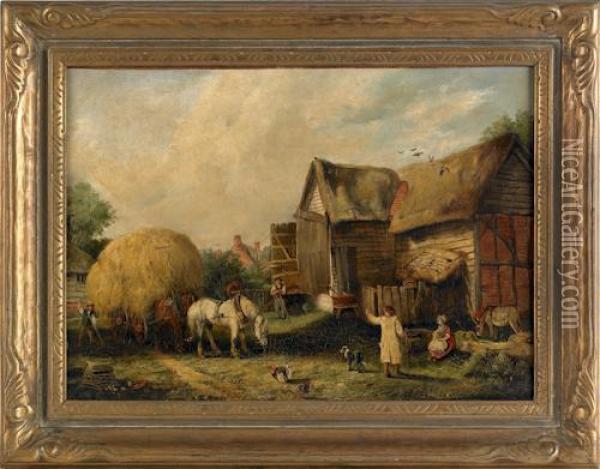 Cottage Scene Oil Painting - Arthur James Stark