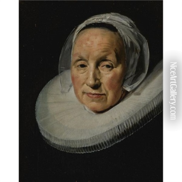 Portrait Of A Woman In A White Ruff Oil Painting - Frans Hals