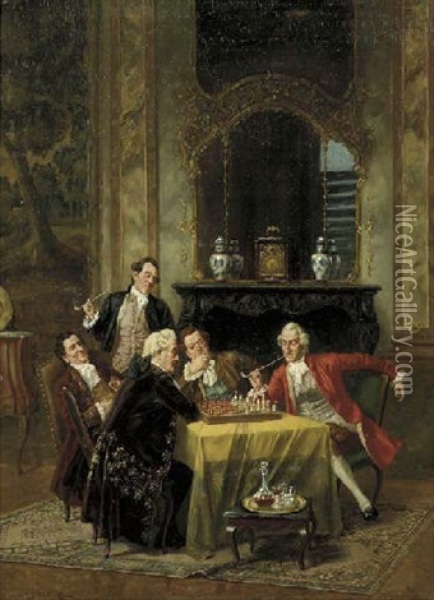 The Gentlemen's Game Oil Painting - Albert Joseph Franke