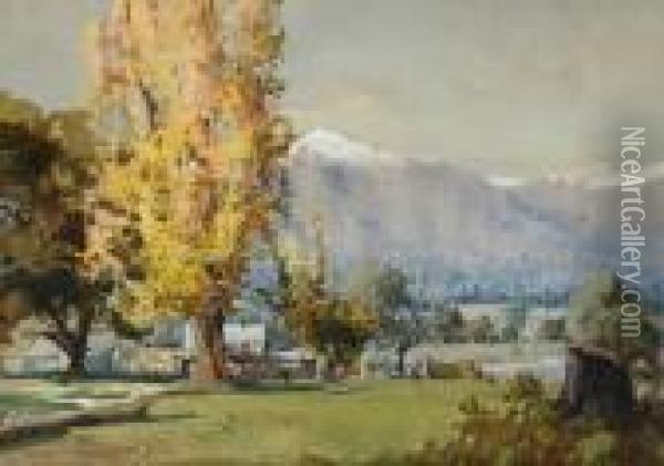 Autumn Higginson Farmtawonga Victoria Oil Painting - Harold Brocklebank Herbert