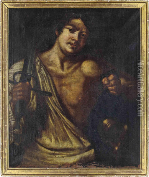 David With The Head Of Goliath Oil Painting - Bernardo Cavallino