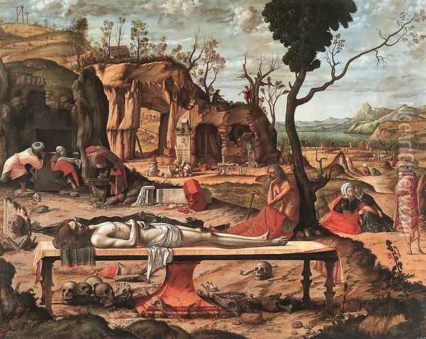 The Dead Christ c. 1520 Oil Painting - Vittore Carpaccio