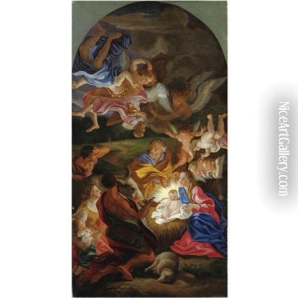 Adorazione Dei Pastori Oil Painting - Giovanni Battista Gaulli