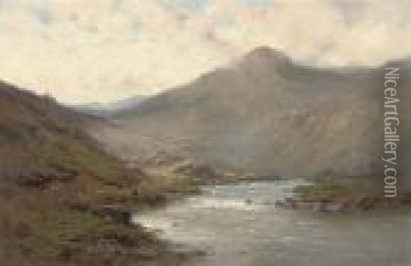 A Bend Of The Dee Oil Painting - Alfred de Breanski