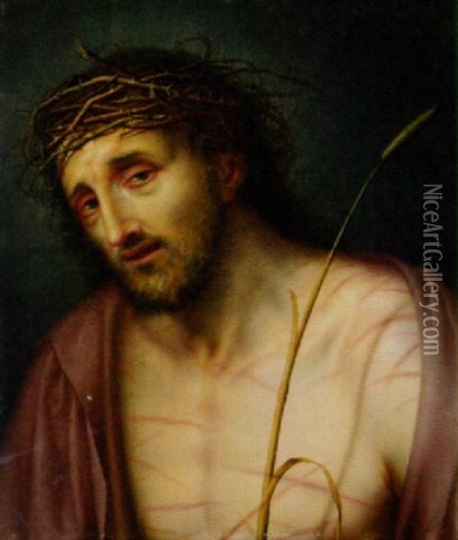 Christus Mit Der Dornenkrone Oil Painting - Johann Jakob Mettenleiter