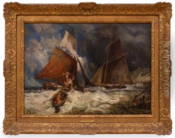 The Squall Oil Painting - Louis-Gabriel-Eugene Isabey
