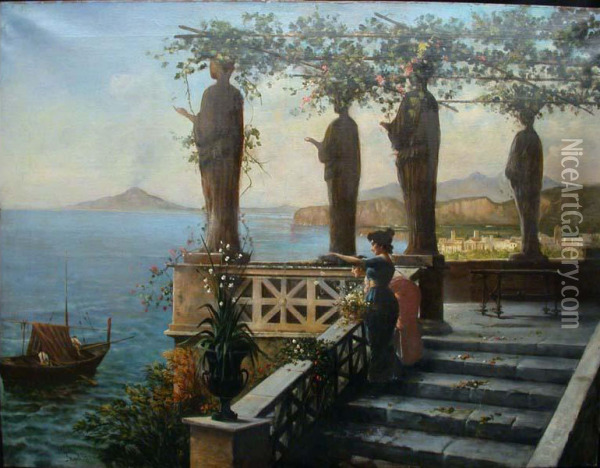 Veduta Del Golfo Di Napoli Oil Painting - Pietro Gabrini