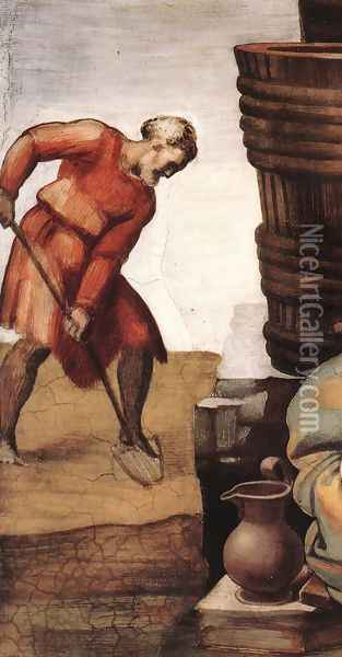 Drunkenness of Noah (detail-1) 1509 Oil Painting - Michelangelo Buonarroti