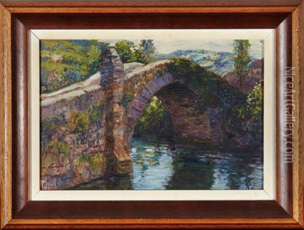 Le Pont De La Vierge A Ibarron, Saint-pee-sur-nivelle Oil Painting - Louis Floutier