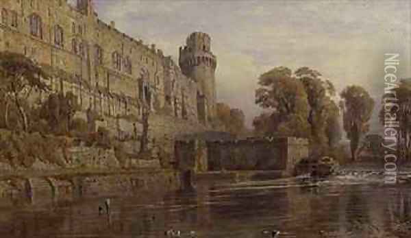 Warwick Castle from the Avon Oil Painting - George Arthur Fripp