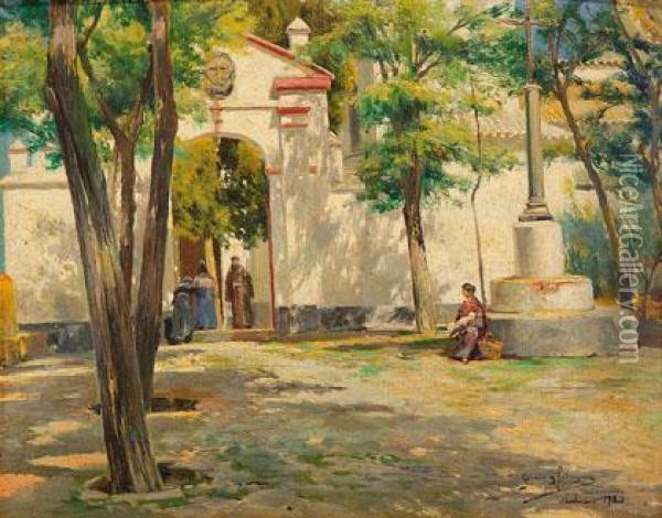 Puerta De Convento Oil Painting - Manuel Garcia y Rodriguez