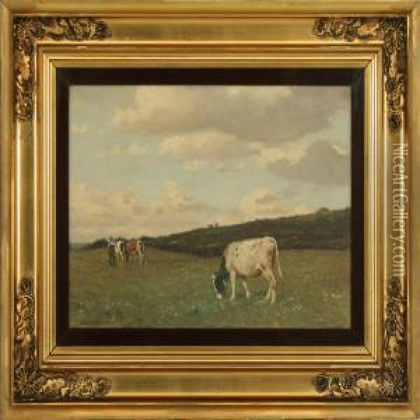 Cows In The Field Oil Painting - Povl Steffensen