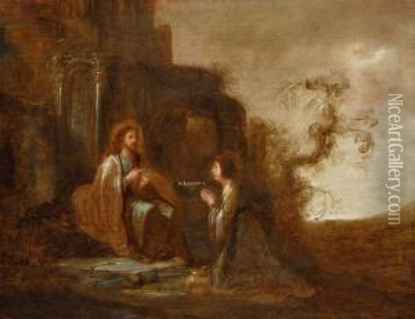 Christ And The Samaritan Woman Near The Well Oil Painting - Benjamin Gerritsz. Cuyp