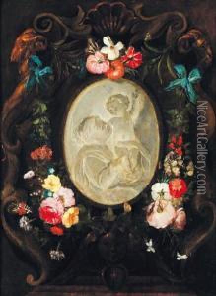 Vierge A L'enfant Dans Un Medaillon Oil Painting - Jan Philip van Thielen