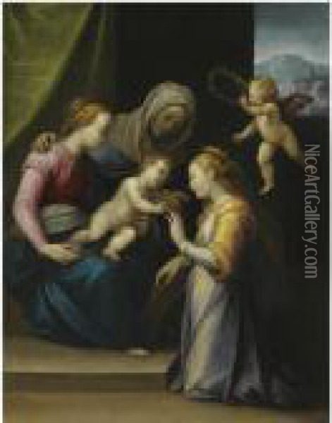 The Mystic Marriage Of Saint Catherine Oil Painting - Guglielmo Caccia