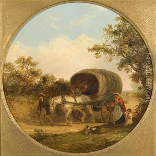 Travellers On The Road Oil Painting - Thomas Smythe