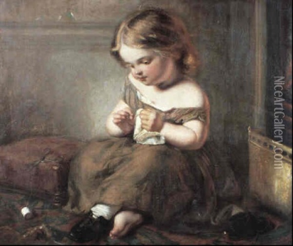 The Little Seamstress Oil Painting - Gustav Pope