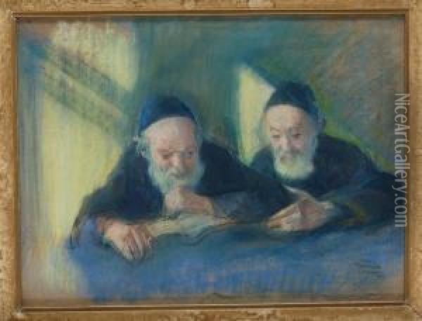 Tva Rabbiner Samtalar Oil Painting - Artur Markowicz