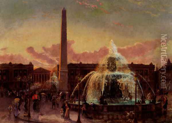 Place De La Concorde, Paris Oil Painting - Gustave Pope