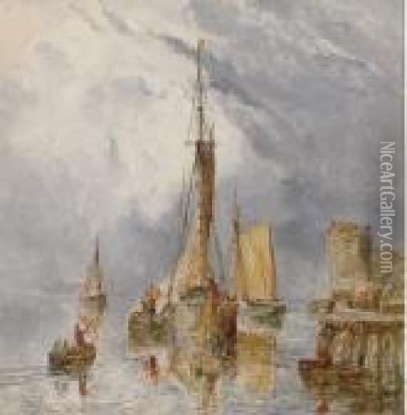 Preparing To Set Sail Oil Painting - William Joseph Caesar Julius Bond