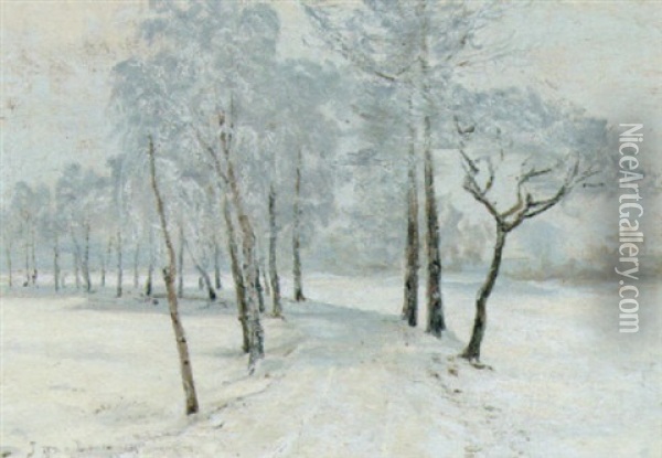 Vinterdag I Skoven Oil Painting - Thorvald Simeon Niss