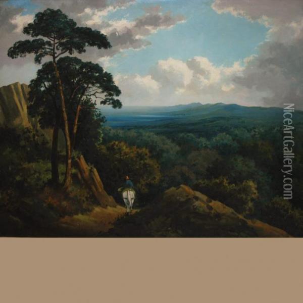 Riding Into A River Valley Oil Painting - Edmund John Niemann, Snr.