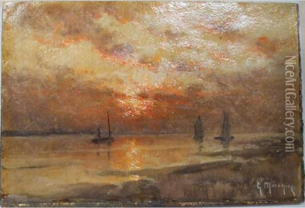 Bateaux Au Crepuscule Oil Painting - Georges Philibert Charles Marionez
