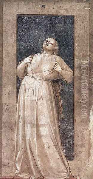 No. 51 The Seven Vices- Wrath 1306 Oil Painting - Giotto Di Bondone