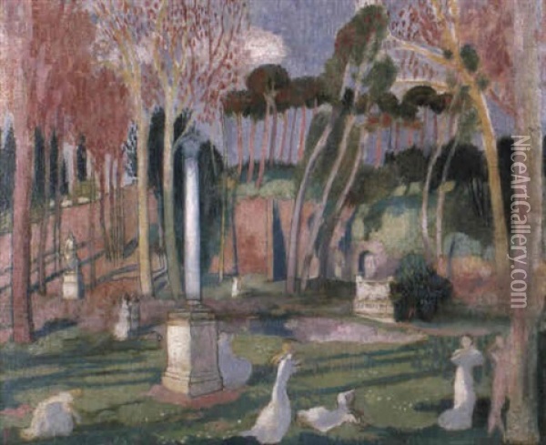 Jardin De La Villa Borghese Oil Painting - Maurice Denis