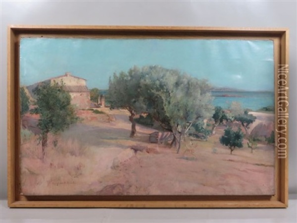 Paysage Mediterraneen Oil Painting - Charles Leroy Saint-Aubert
