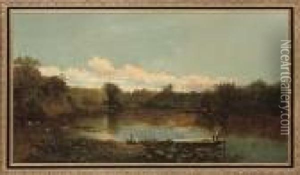 A Peaceful Day On The River Oil Painting - Edmund John Niemann, Snr.