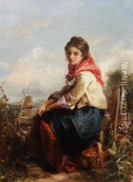 A Lady Resting By A Stile Oil Painting - Thomas Kent Pelham