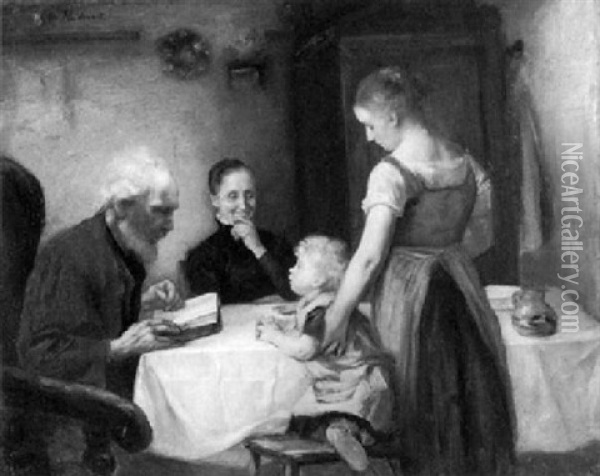 Familie Am Tisch Oil Painting - Otto Heichert