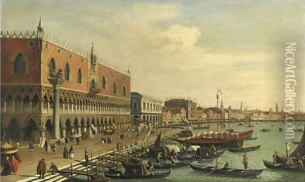 Venezia, Il Palazzo Ducale E La Riva Degli Schiavoni Oil Painting - William James