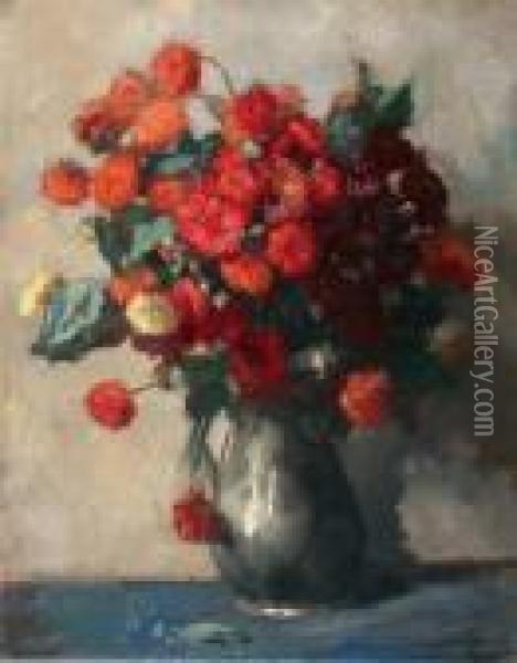 Bloemen In Tinnen Vaas Oil Painting - Salomon Garf