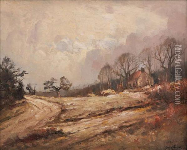 Wintergezicht Met Oude Boerderij Oil Painting - Joseph Charles Francois