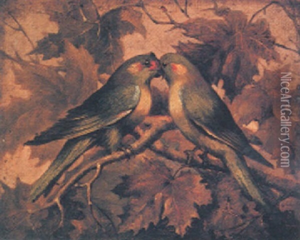 Parakeets Oil Painting - Charles Samuel Keene
