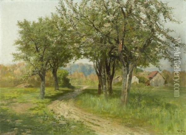 Landschaft Mit Bluhenden Baumen Oil Painting - Francois Adolphe Grison