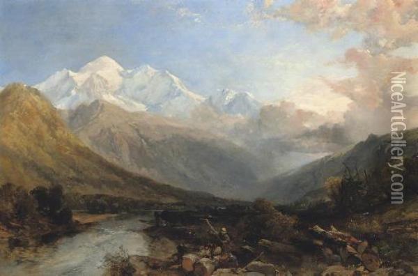 Mont Blanc From Between St. Martin And Sallanches Oil Painting - James Duffield Harding