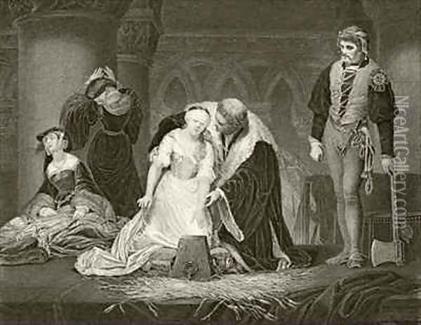 The execution of Lady Jane Grey Oil Painting - Hippolyte (Paul) Delaroche