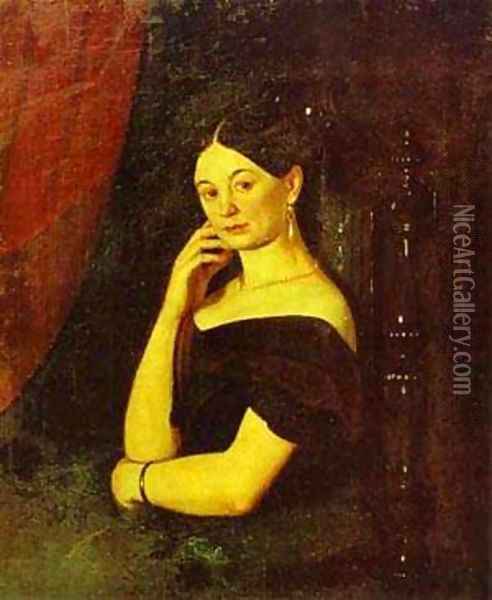 Portrait Of Anna Petrovna Milyukova 1850 Oil Painting - Grigori Vasilievich Soroka
