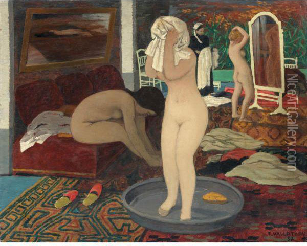 Femmes A Leur Toilette Oil Painting - Felix Edouard Vallotton