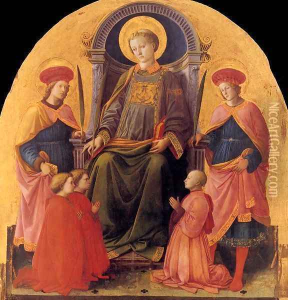 St Lawrence Enthroned with Saints and Donors Oil Painting - Filippino Lippi